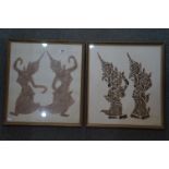 A pair of framed and glazed Asian Thai prints of dancing figures