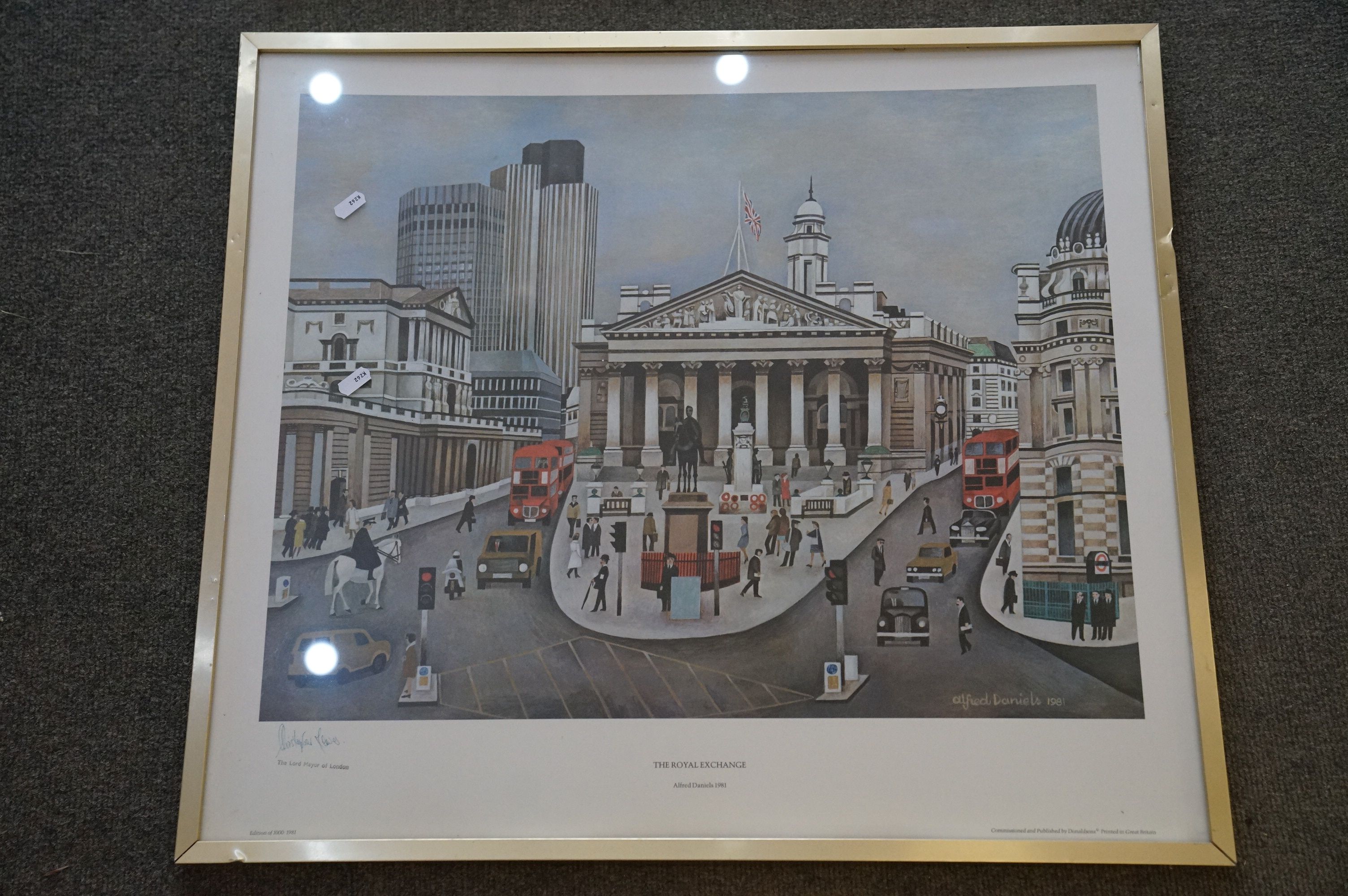 Two framed and glazed 1981 limited edition prints, Leadenhall Market and Royal Exchange, both signed - Bild 7 aus 11