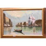 A contemporary oil painting Venetian scene with Gondola unsigned 44 x 68 cm .