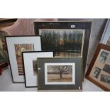 Two framed and glazed Phil Greenwood coloured engravings, Tree Net 11 & Water light, together with