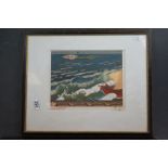 Russian School c1901, a framed original signed print, an illustration seascape for a fairy story (
