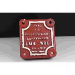 LMS Railway cast iron Electric Light Control Cover