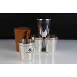 Early to Mid 20th century Set of Four Silver Plated Stacking Cups contained in a Leather Case