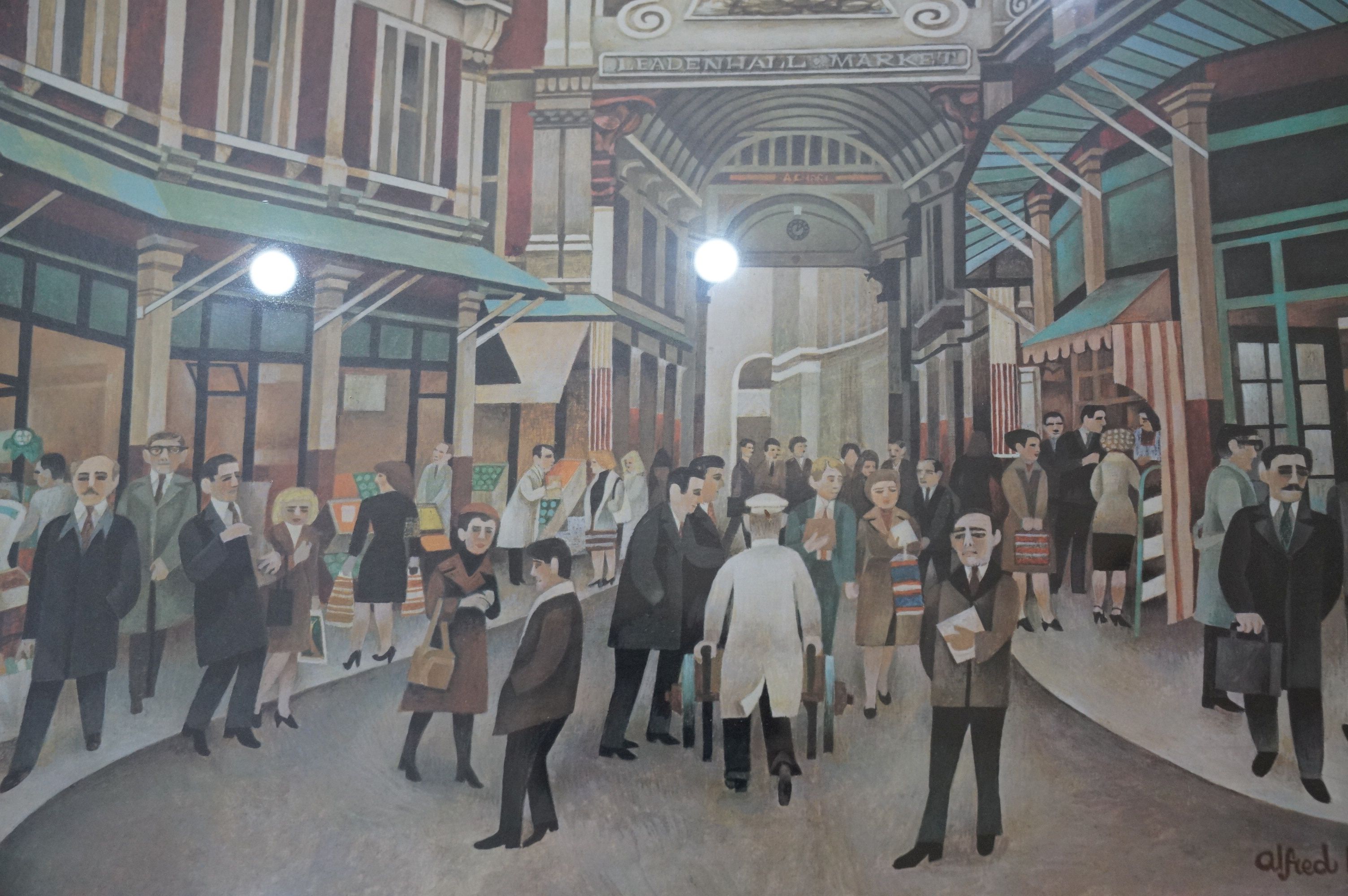 Two framed and glazed 1981 limited edition prints, Leadenhall Market and Royal Exchange, both signed - Bild 3 aus 11