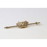 Seed pearl 18ct yellow gold Merchant Navy sweetheart brooch, twenty-two seed pearls set to emblem,