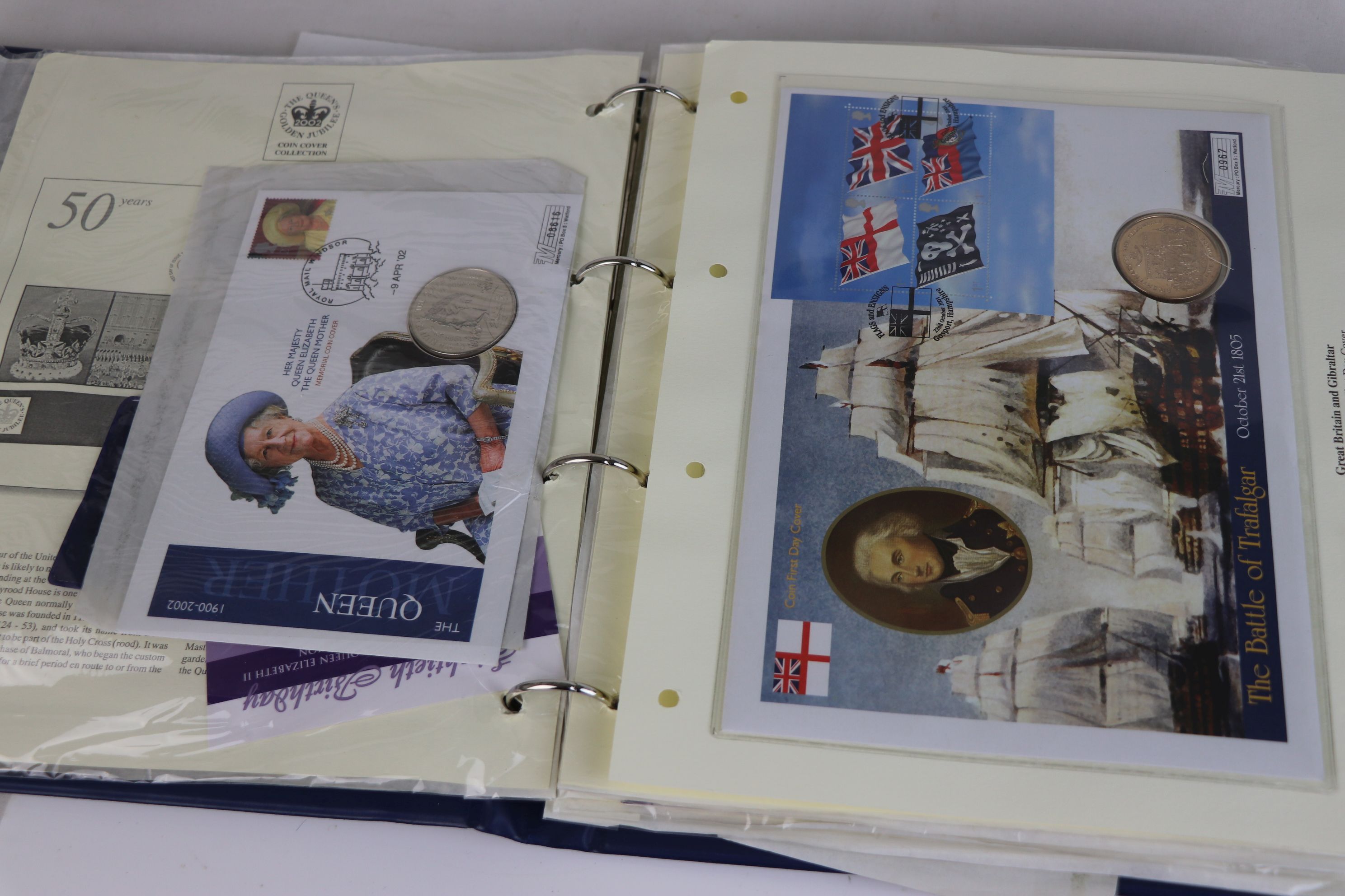 A collection of Westminster Mint commemorative £5 and crown coin stamp covers contains within an - Image 4 of 10