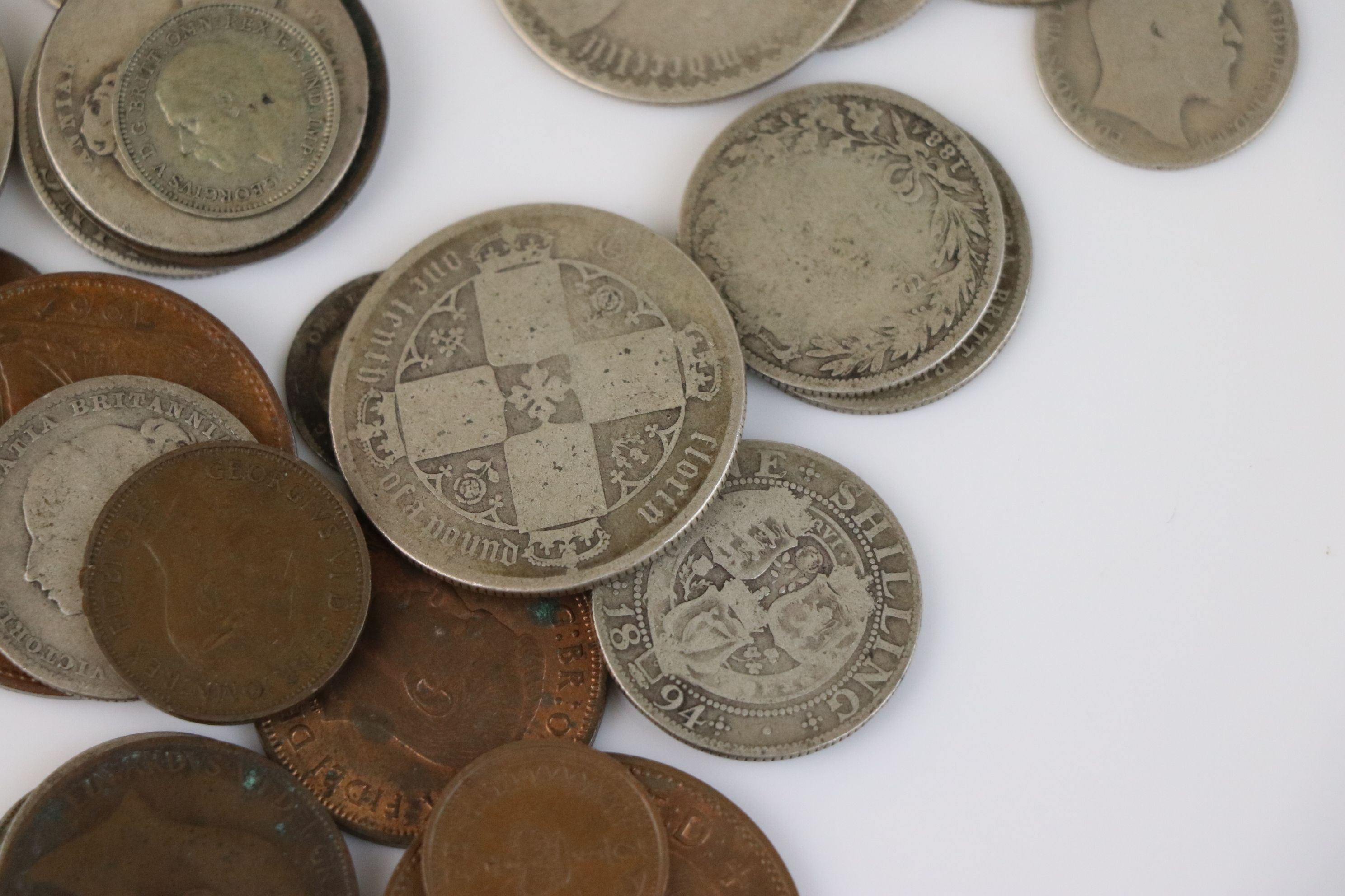 A quantity of British pre-decimal coins to include silver examples, silver examples include 1889 - Image 6 of 8