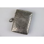 A fully hallmarked sterling silver Victorian vesta case, assayed in Birmingham and dated 1893.