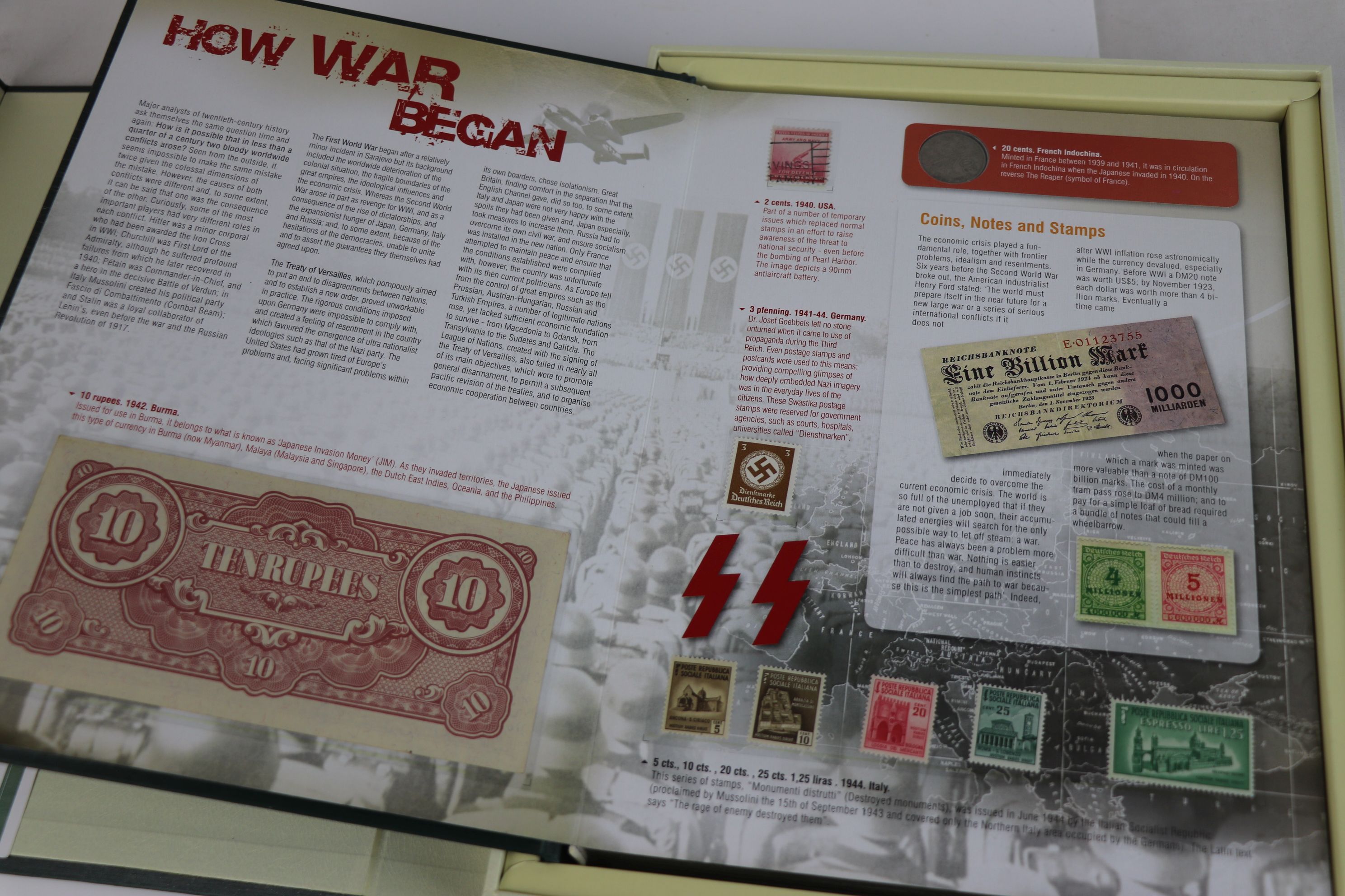 A limited edition London Mint cased 1939-1945 World War Two collection of banknotes stamps and - Image 3 of 5