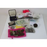 A collection of mainly British pre-decimal coins and banknotes together with some medallions and