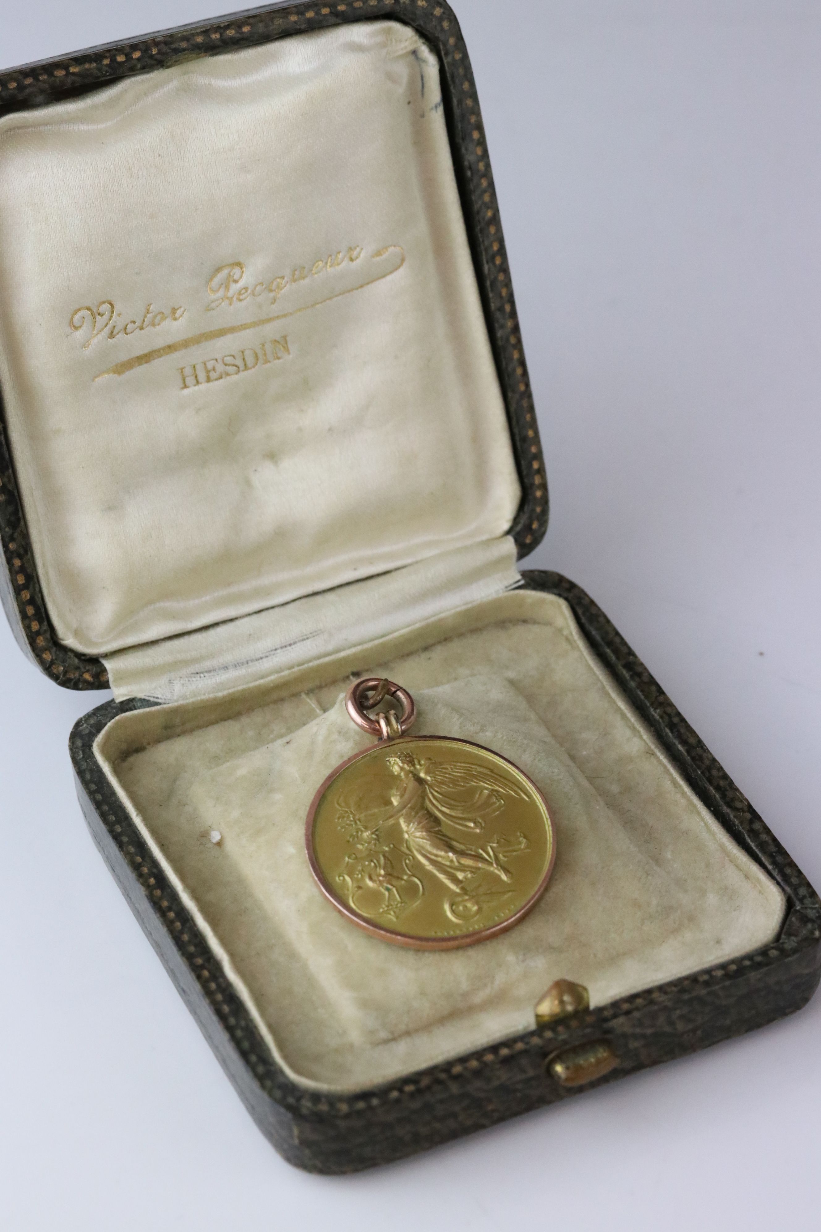 Early 20th century 9ct yellow gold Mersey Liverpool Motor Club medallion in rose metal pendant