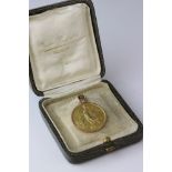 Early 20th century 9ct yellow gold Mersey Liverpool Motor Club medallion in rose metal pendant