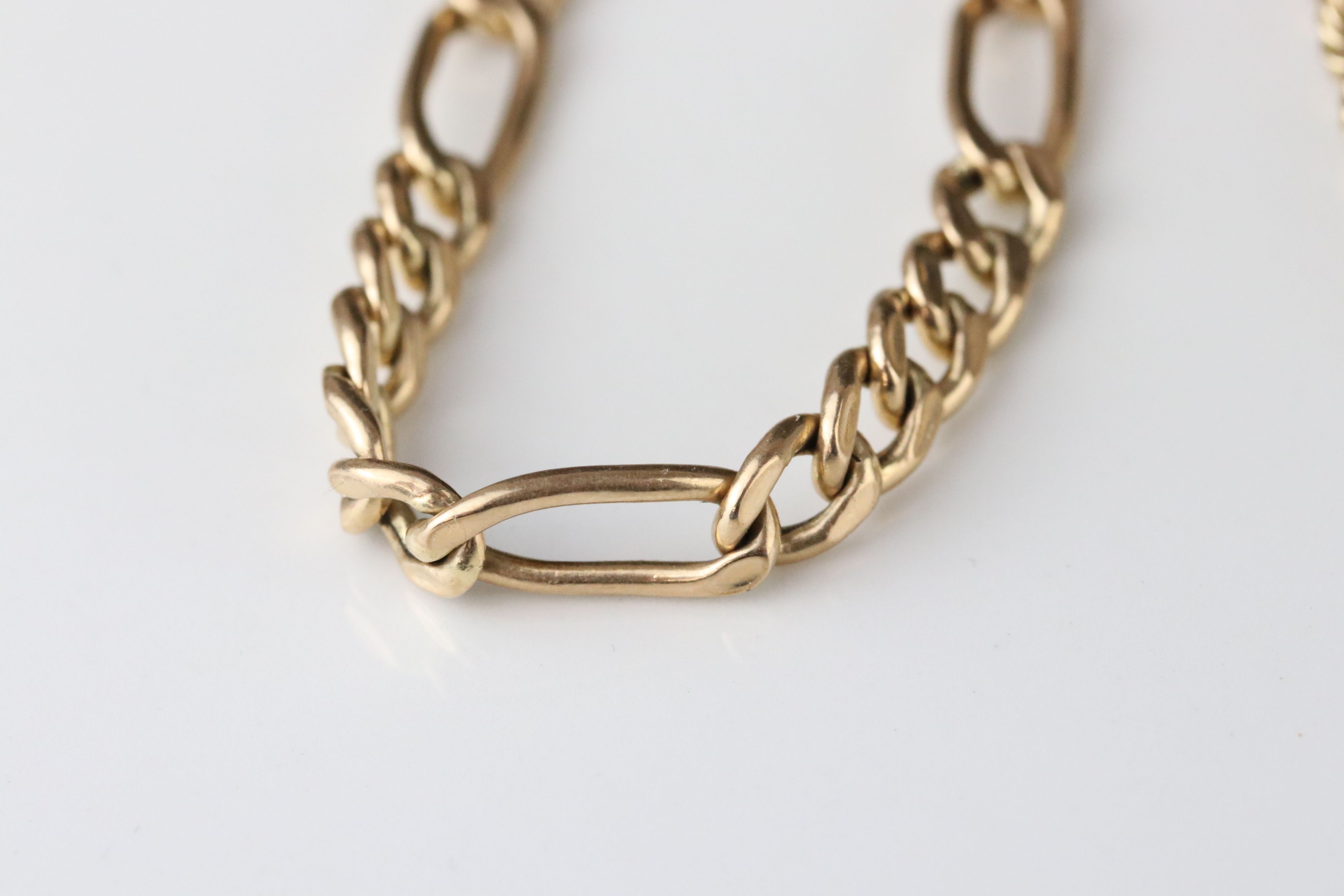 9ct yellow gold rope twist bracelet, length approx 19cm, together with a 9ct yellow gold figaro link - Image 2 of 4