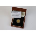 A cased London Mint office 22ct gold Tristan Da Cunha Trafalgar full Guinea coin, Complete with C.