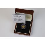 A cased London Mint office 22ct gold Tristan Da Cunha Trafalgar One Quarter Guinea coin, complete