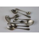 Collection of silver flatware to include teaspoons and christening spoon (q)