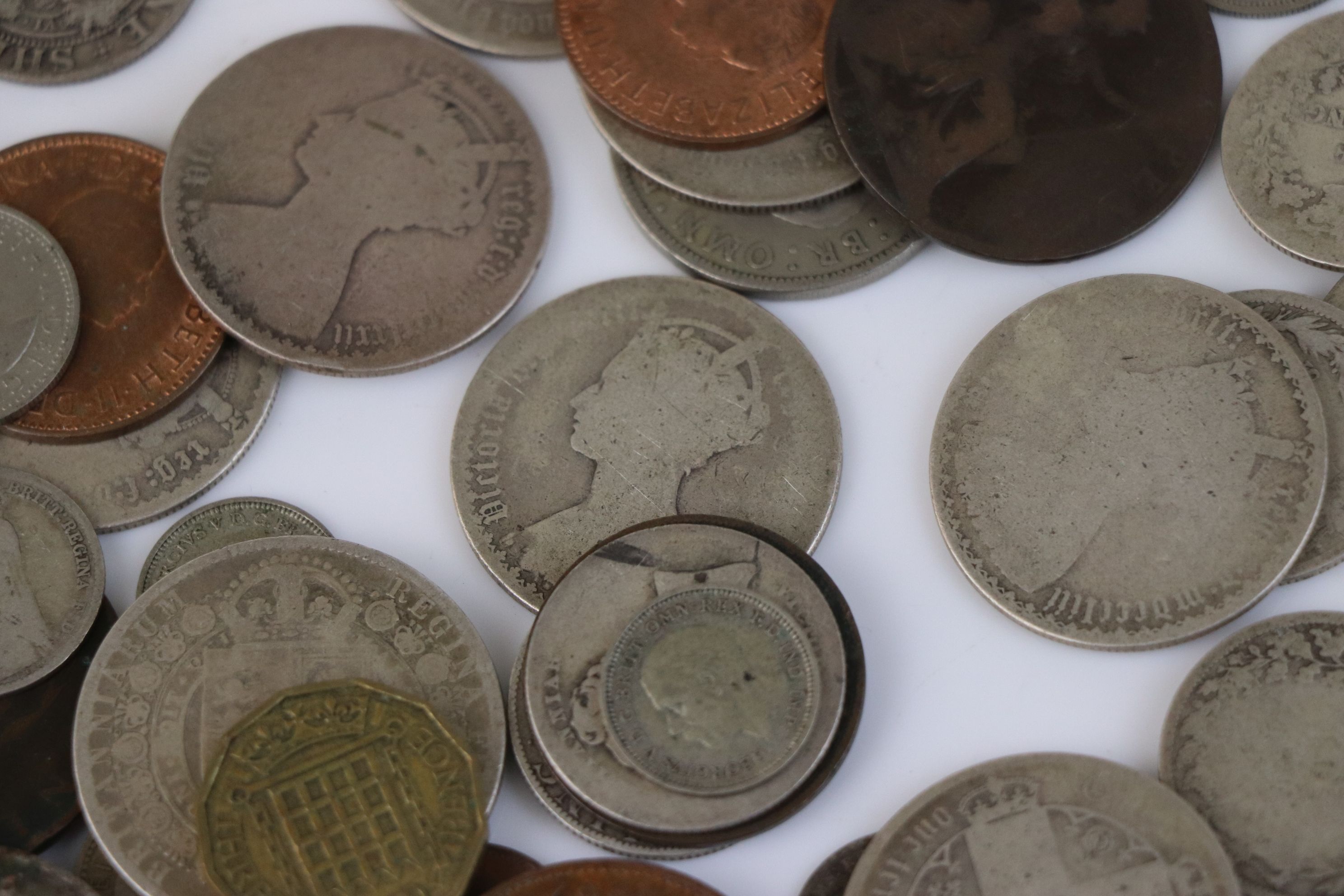A quantity of British pre-decimal coins to include silver examples, silver examples include 1889 - Image 7 of 8