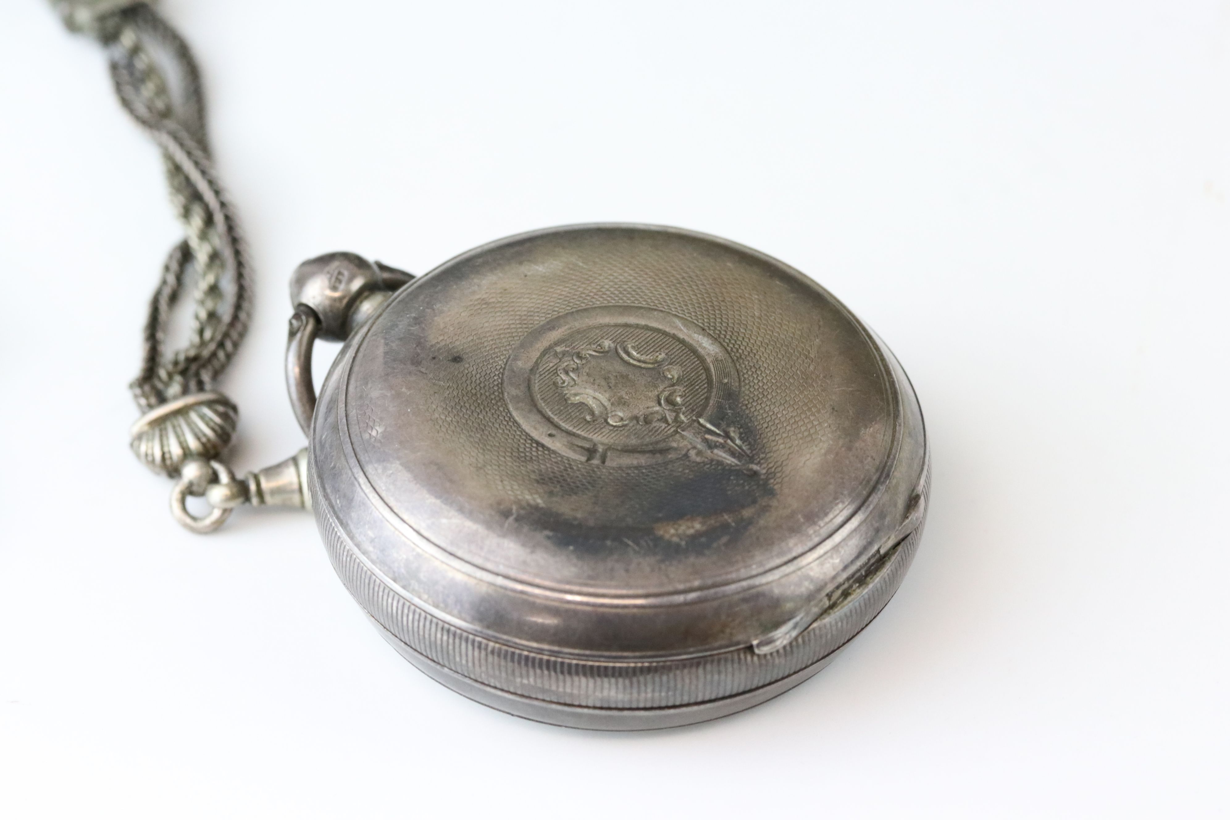 Victorian silver open face key wind pocket watch, J G Graves Sheffield, white enamel dial and - Image 3 of 7