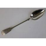 Victorian silver basting spoon, fiddle pattern, monogrammed finial, makers Henry Holland, London