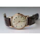 Helvetia Gents 9ct rose gold cased wristwatch circa 1950s/1960s, champagne dial, black Arabic