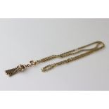 9ct gold chain with earlier tassel fob, length approx 49cm