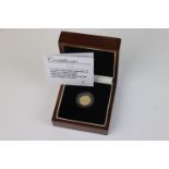 A cased London Mint office 22ct gold Tristan Da Cunha Trafalgar One Third Guinea coin, complete with