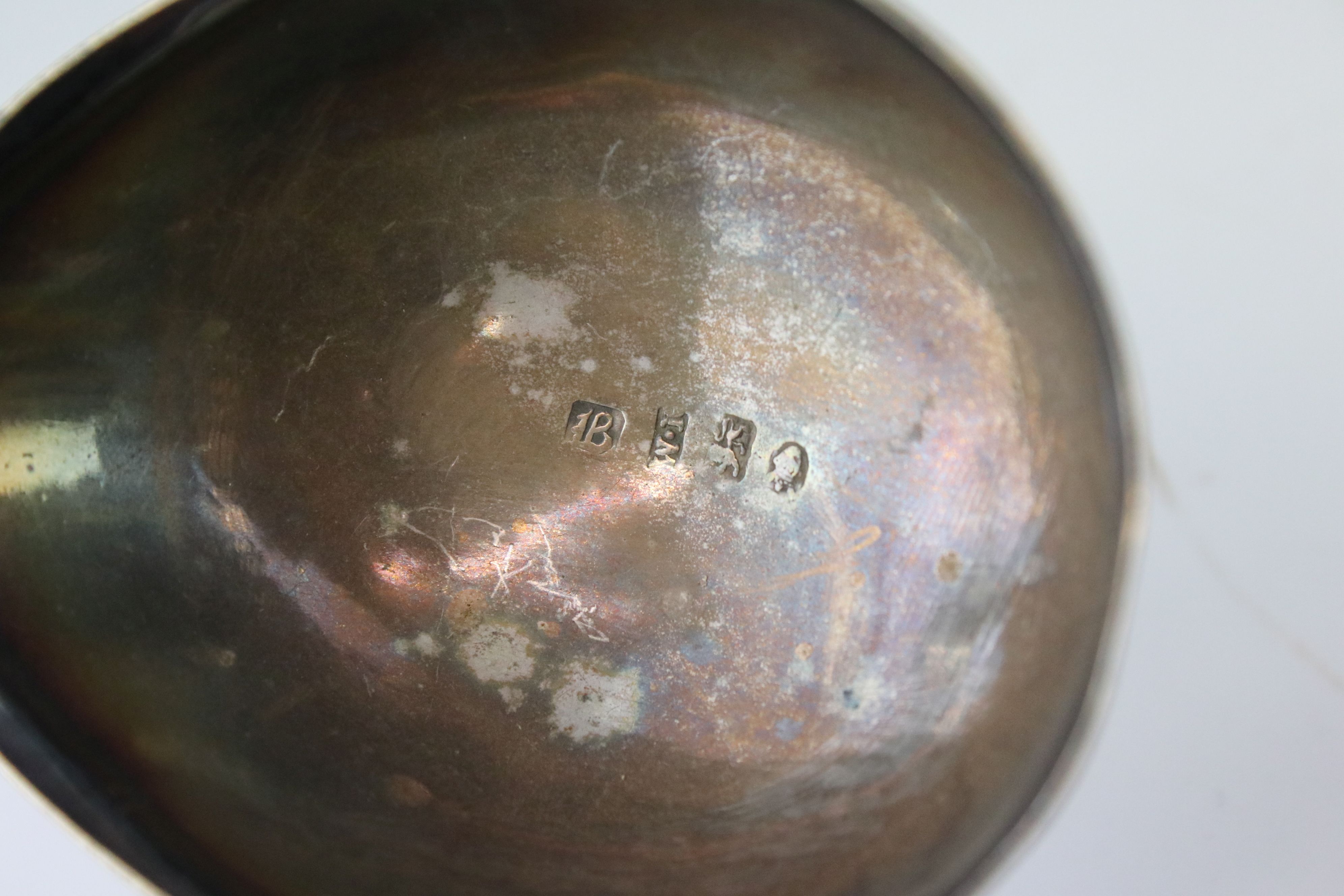 George II silver wooden stemmed toddy ladle, makers initials possible WI, hallmarked London 1757, - Image 8 of 9