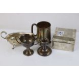 A collection of fully hallmarked sterling silver collectables to include Cigarette box, Trophy, Cup,