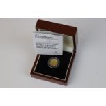 A cased London Mint office 22ct gold Tristan Da Cunha Trafalgar Half Guinea coin, complete with C.