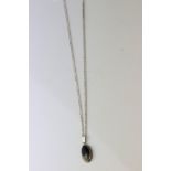 Blue John silver oval pendant necklace, collet setting, Blue John measuring approx 13.5mm x 7.5mm