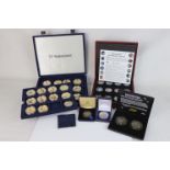 A collection of commemorative coins and medallions to include 2014 D-Day enamel crown, the