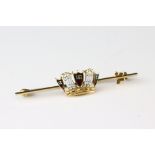 Enamelled 18ct yellow gold Merchant Navy sweetheart brooch; white, red and opalescent enamel to