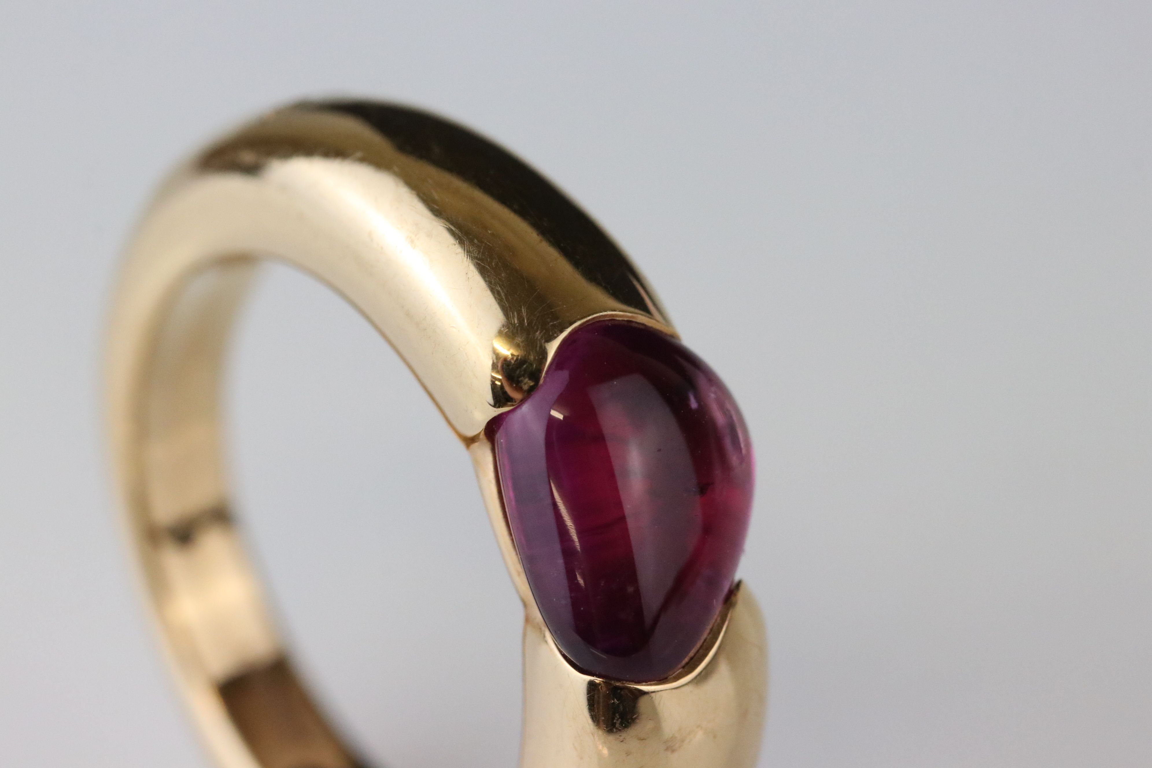 Pomellato tourmaline 18ct yellow gold ring, the cabochon cut asymmetric pink tourmaline measuring - Image 2 of 7