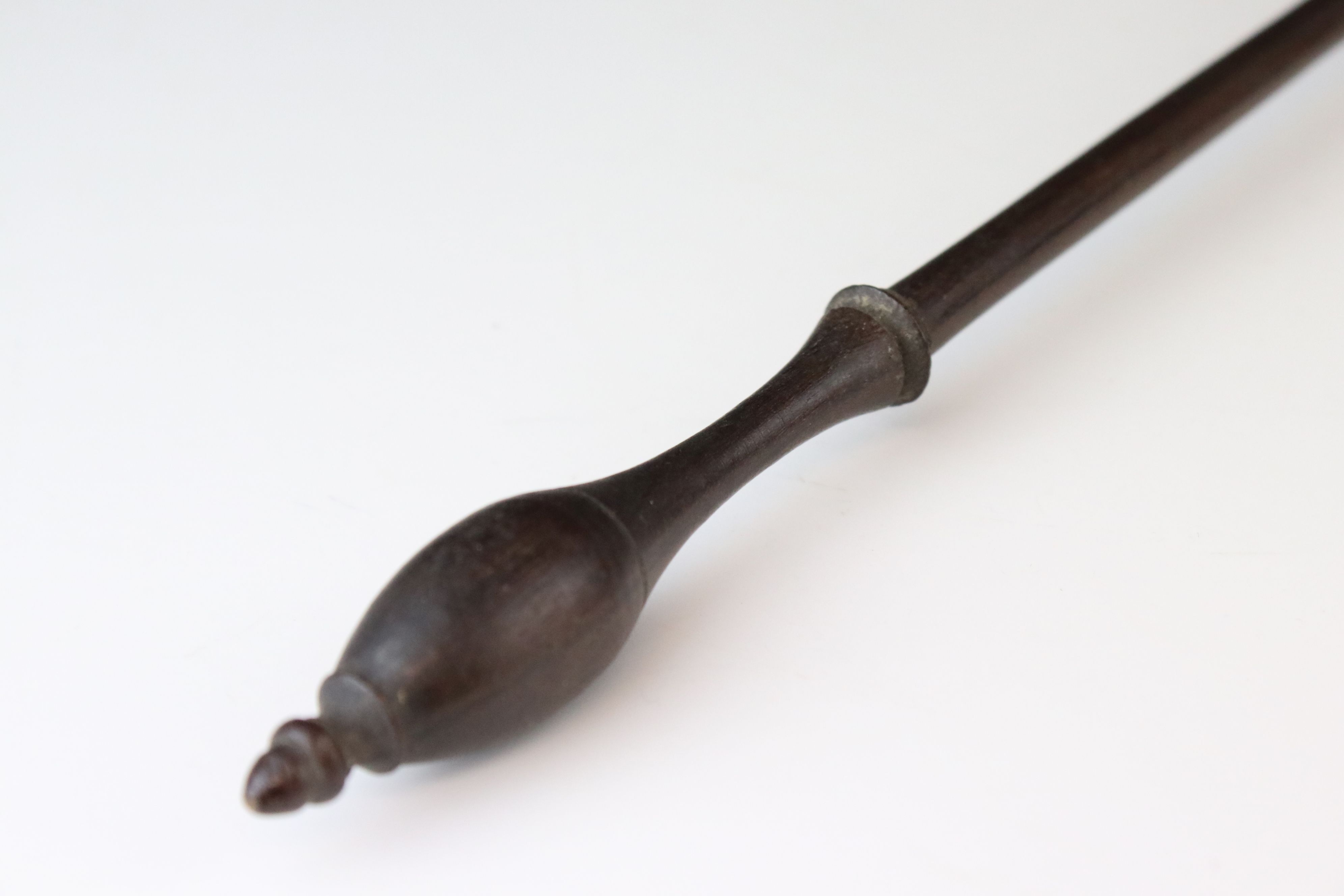 George II silver wooden stemmed toddy ladle, makers initials possible WI, hallmarked London 1757, - Image 6 of 9