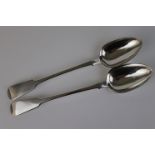 Pair of George IV/ William IV silver basting spoons, fiddle pattern, makers William Bateman II,