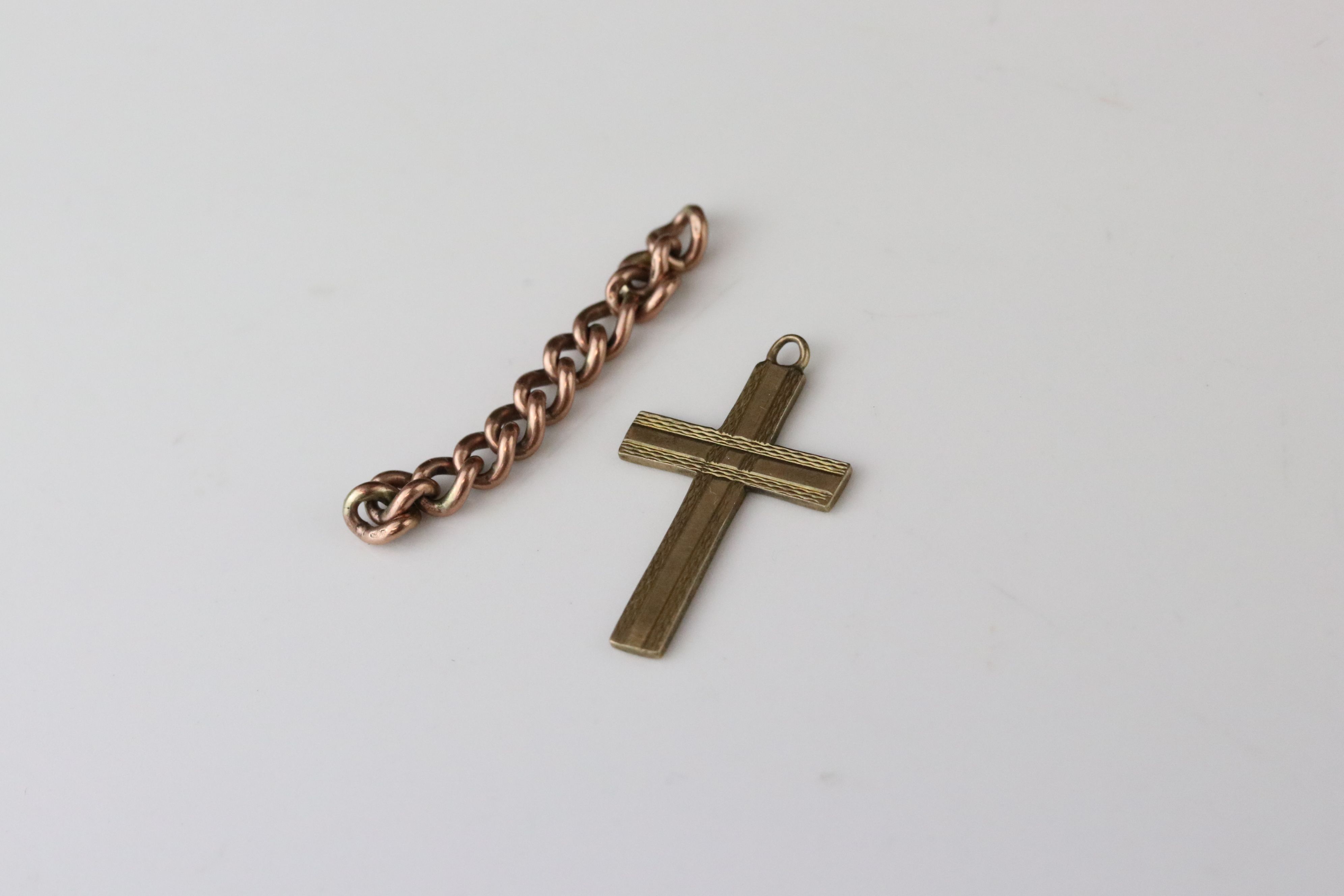 Yellow metal propelling pencil together with a silver Everpointed pencil; a 9ct yellow gold cross - Image 4 of 8