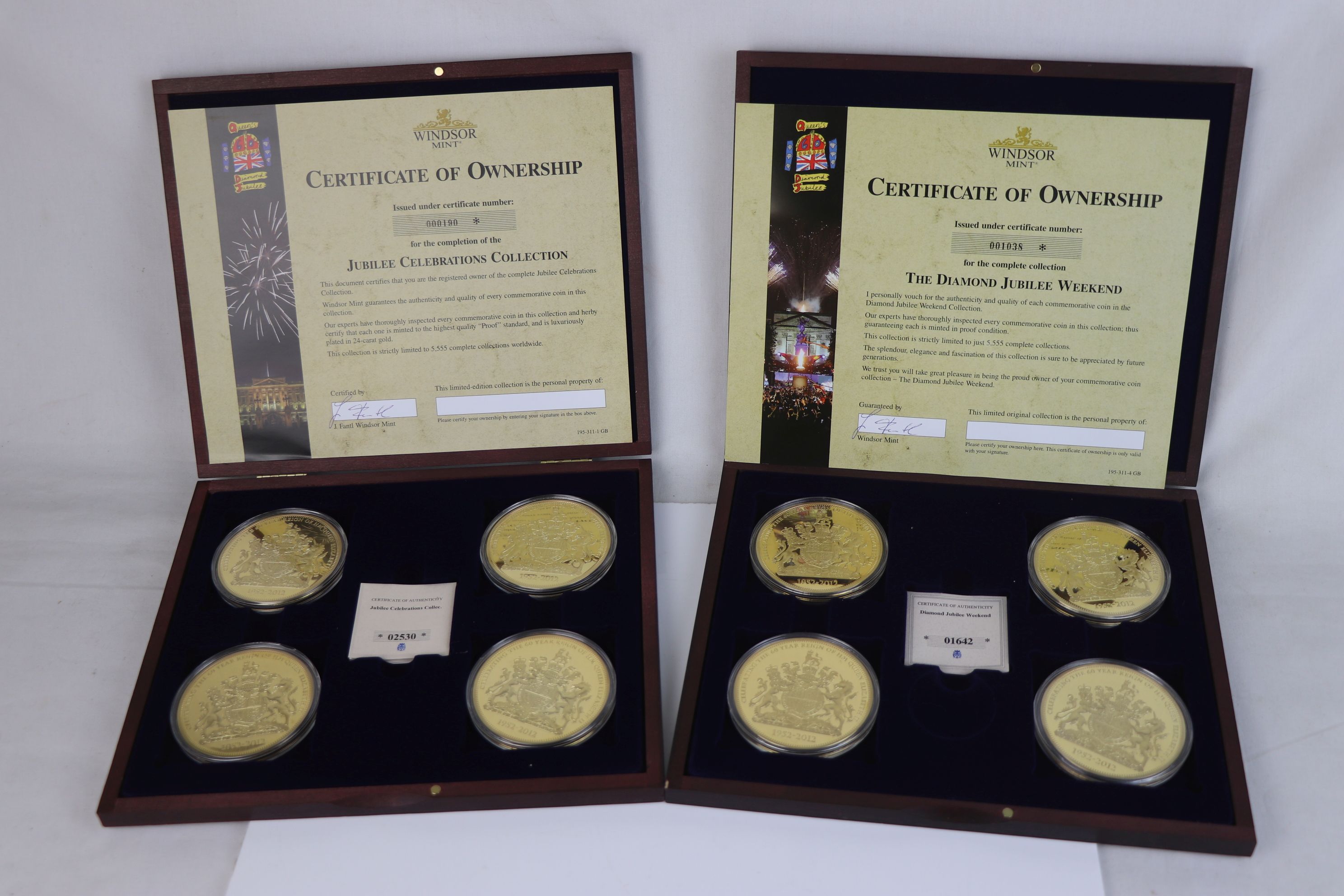 A Windsor Mint The Diamond Jubilee Weekend limited edition commemorative four coin set together with