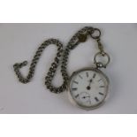 A fully hallmarked sterling silver cased pocket watch with Birmingham assay mark and dated 1902,