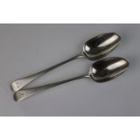 A pair of Georgian fully hallmarked sterling silver dessert spoons, maker marked for Richard