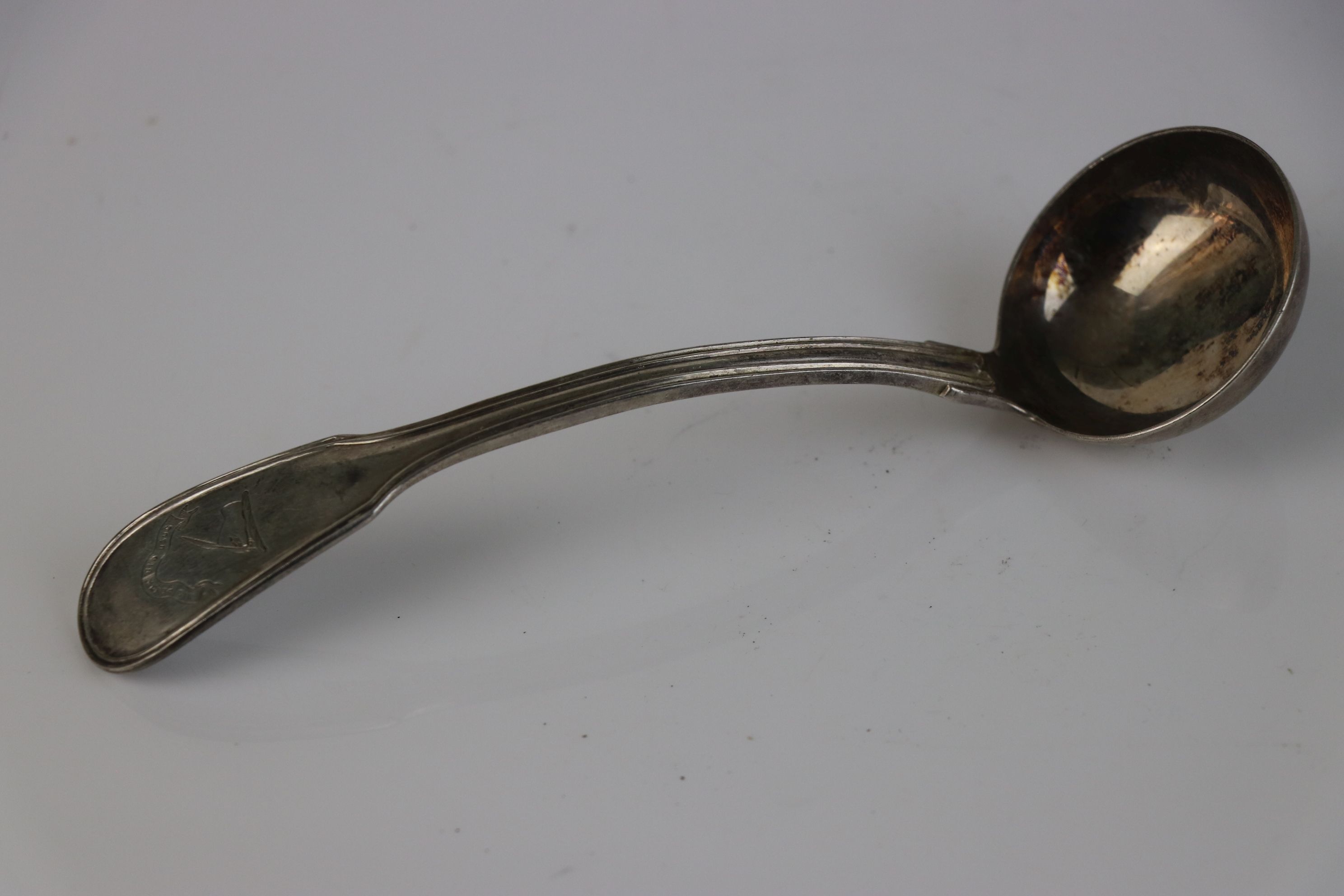 A fully hallmarked sterling silver Scottish sauce spoon, maker marked for John Murray or John - Image 3 of 4