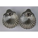 A pair of fully hallmarked sterling silver scalloped butter dishes, maker marked for Josiah Williams