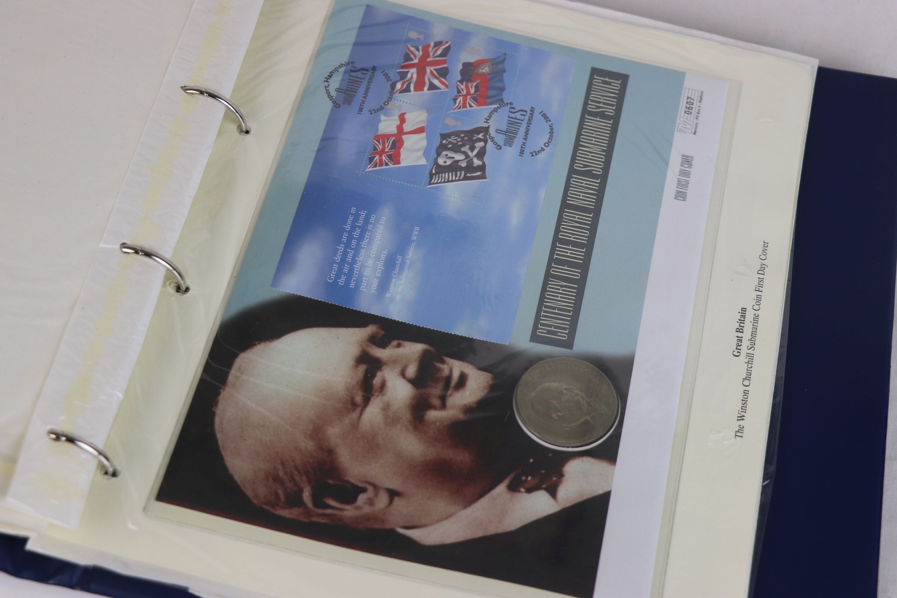 A collection of Westminster Mint commemorative £5 and crown coin stamp covers contains within an - Image 9 of 10