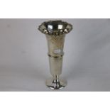 A fully hallmarked sterling silver trumpet vase, maker marked for Henry Clifford Davis, assayed in