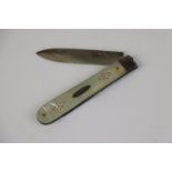 A fully hallmarked sterling silver and mother of pearl fruit knife, maker marked for George