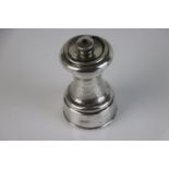 A fully hallmarked sterling silver Victorian pepper grinder, maker mark rubbed and indistinct,