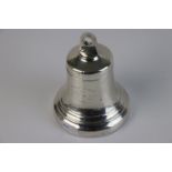 A fully hallmarked sterling silver lidded inkwell / quill pot in the form of a bell, maker marked