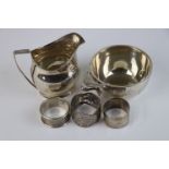 A collection of fully hallmarked sterling silver to include a Georgian cream jug by Stephen Adams