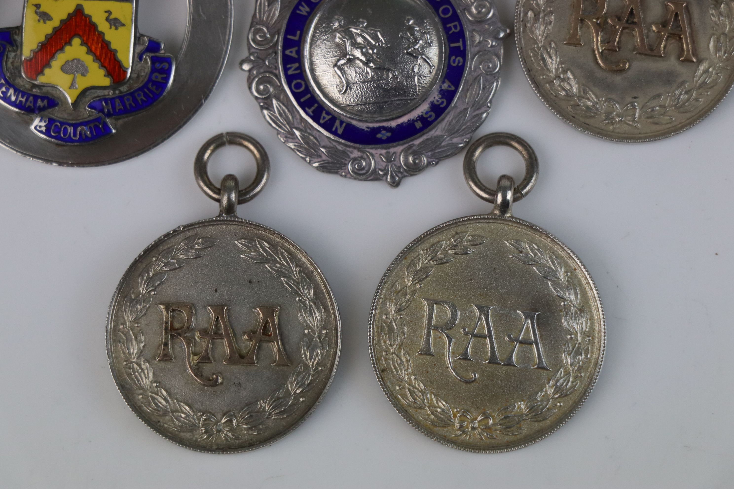 A collection of Twelve fully hallmarked sterling silver sports related watch fob medallions. - Image 8 of 9