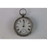 A fully hallmarked sterling silver cased pocket watch, assayed in Birmingham and dated 1893.