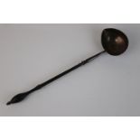 George II silver wooden stemmed toddy ladle, makers initials possible WI, hallmarked London 1757,